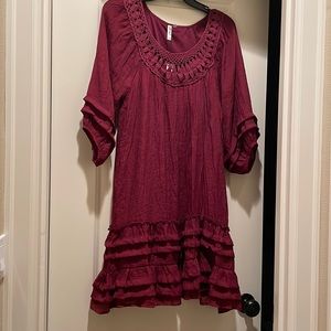 Burgundy boho dress